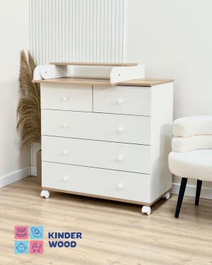 Комод TOMIX "Ostin" 80см, 5 ящика белый/дуб