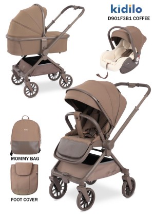 Коляска 3в1 Kidilo D901f Coffee