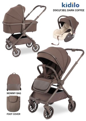 Коляска 3в1 Kidilo D901f Dark Coffee