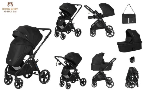 Коляска 2в1 Ining baby X1 Max Черный