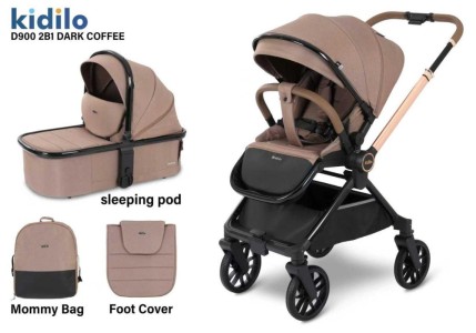 Коляска 2в1 Kidilo D900 коричневый